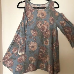 Cold shoulder floral blouse
